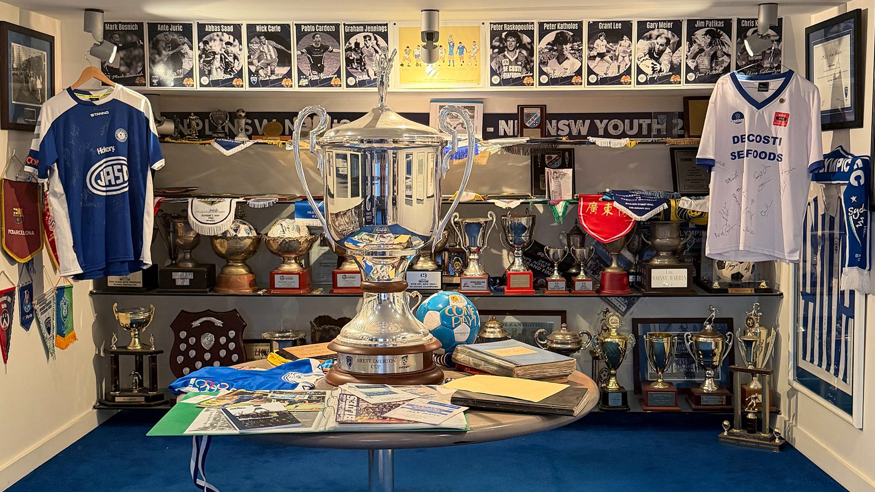 Sydney Olympic FC trophy room with national silverware